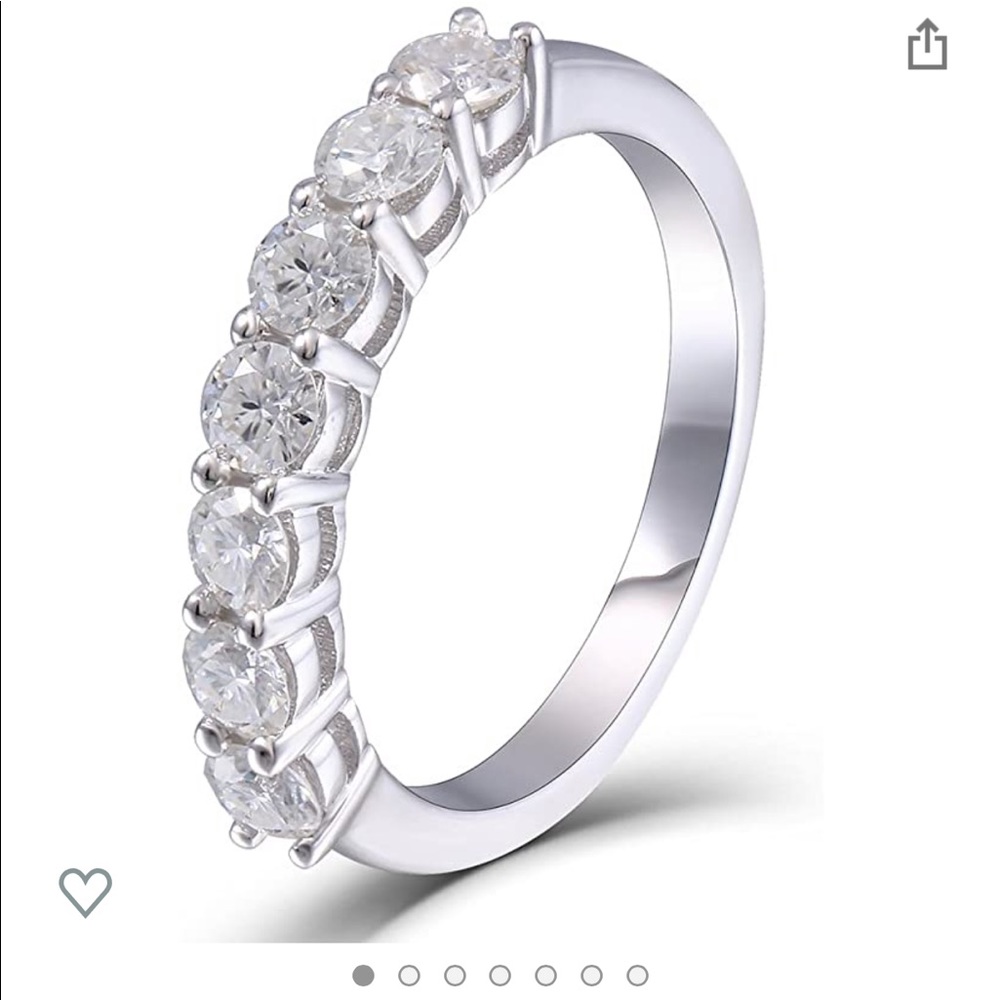 Sterling Silver 7 stone moissanite ring